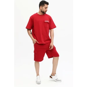 Owut Collection Erkek Relaxed/rahat Kesim Yazı Baskılı %100 Pamuk Şort Takım