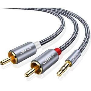 3.5mm Erkek To 2 Rca Erkek Stereo Audio Adapter Ses Kablosu Rca - 3,5 mm Aux Rca Kulaklık Jack Adaptörü Naylon Örgülü 1/8 - Rca Akıllı Telefonlar, Tabletler, Hoparlörler, Hdtv Uyumlu CM0008 Gri