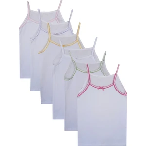 Hepsine Rakip 6lı Kız Çocuk Penye Atlet Ip Askılı Pamuklu Renkli Oyalı Yumuşak