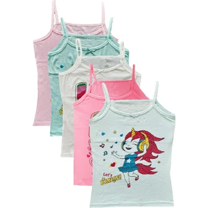 Hepsine Rakip 6lı Kız Çocuk Ip Askılı Baskılı Düz Renk Atlet Pamuklu Renkli Sdf