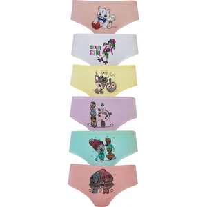 Hepsine Rakip 6lı Kız Çocuk Külot Renkli Desenli Baskılı Slip Iç Çamaşırı