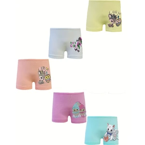 Hepsine Rakip 5li Kız Çocuk Pamuklu Likralı Baskılı Şort Kız Çocuk Boxer