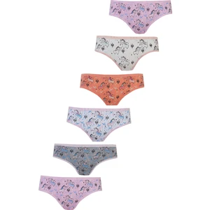 Hepsine Rakip 6lı Kız Çocuk Külot Renkli Desenli Baskılı Slip Iç Çamaşırı