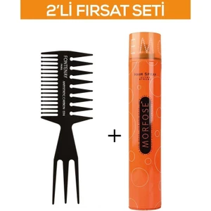 Şekil Tarağı 034 Ve Morfose Saç Spreyi 2'Li Set Parlaklık Verici İnce Telli Saçlar İçin