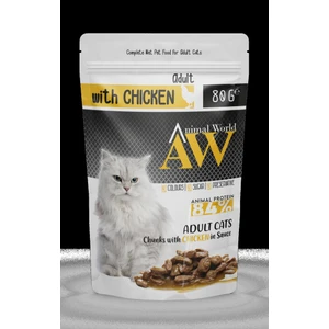 Animal World Soslu Tavuk Etli Yetişkin Kedi Konservesi 80  gr