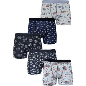 Hepsine Rakip 5li Erkek Çocuk Desenli Boxer Ekonomik Ince Pamuklu Paçalı Don