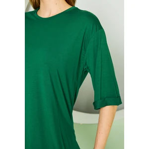 BRAKO TEKSTİL Kadın Bisiklet Yırtmaçlı  Basic Tişört