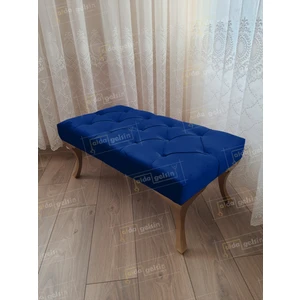 90 cm Kapitoneli Ayak Ucu Kapı Önü Antre Bench Puf Gold Ayak