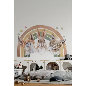 Kt Grup Boho Gökkuşağı Tilki, Tavşan ve Vaşak Pastel Çocuk Odası Duvar Sticker