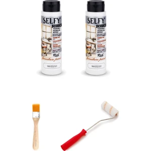 Rich Selfy Decor Antik Beyaz 1000 cc (1400 Gr) Vernikli Boya Dolap Boyama Seti Mobilya Boyası Set