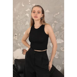 Kaşkorse Kumaş Bisiklet Yaka Kadın Crop