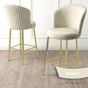 Concept Fora Serisi 2 Adet Babyface Kumaş Gold Kaplama Metal Ayaklı Ada Mutfak Bar Sandalyesi