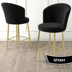 Concept Fora Serisi 1 Adet Babyface Kumaş Gold Kaplama Metal Ayaklı Ada Mutfak Bar Sandalyesi