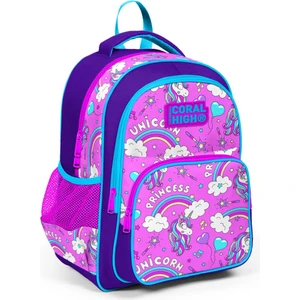 Coral High Kids Mor Açık Pembe Unicorn Desenli 3'lü Okul Çanta Seti SET0123404