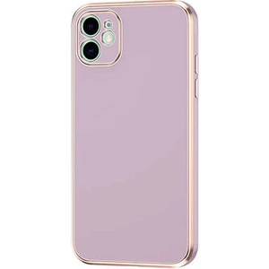 Apple iPhone 12 Kılıf Parlak Kenarlı Kamera Korumalı Yumuşak Silikon Kılıf