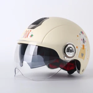 Motorlu Araç Kaskı Erkek Dört Mevsim Evrensel Akülü Araba Yarım Kask Kadın Yaz Motosiklet Sürme (Yurt Dışından)