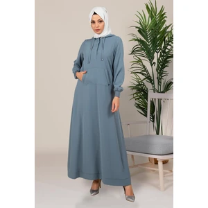 Kapüşonlu Mint Spor Tesettür Elbise 5219