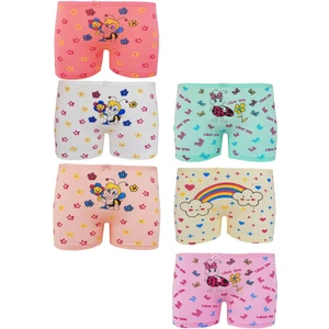 Hepsine Rakip 6lı Kız Çocuk Boxer %100 Pamuklu Likralı Baskılı Eğlenceli Rahat