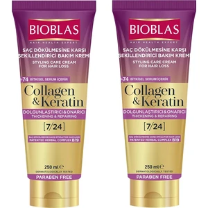 Collagen ve Keratin Saç Dökülmesine Karşı Şekillendirici Bakım Kremi 250 ml 2 Adet