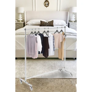 Manken İstanbul Lüks Ev Tipi Yükseklik Ayarlanabilir Tekerlekli Metal Askılık Elbise Askısı Kıyafet Askısı