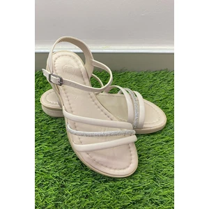 Kadın Dora Taşlı Krem Sandalet