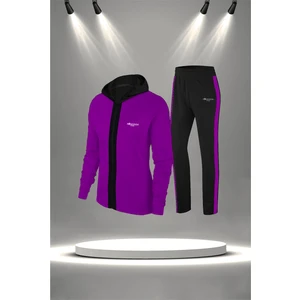 Poseidon Storm Büyük Beden Kadın Mor  Supra Penye Kumaş Her Mevsim Yürüyüş Koşu Eşofman Seti  (4XL-10XL)