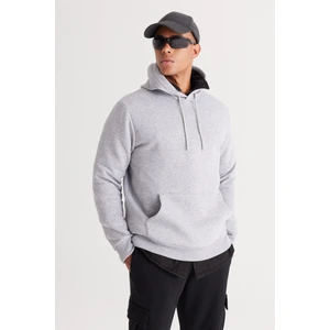 Altınyıldız Classics Erkek Gri Melanj Standart Fit Içi Polarlı 3 Iplik Kapüşonlu Kanguru Cepli Pamuklu Sweatshirt