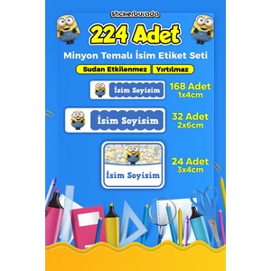 Sb Store Okul Kreş İsim Etiketi Kalem Defter Özel İsim Yazılabilen Etiket Seti Model 16 - 224 Adet