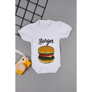 Ada Bebek Çocuk Adabebek Hamburger Desenli  Pamuk Kısa Kollu Çıtçıtlı Body Zıbın