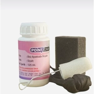 Point Care Siyah Kanvas, Kumaş ve Bez Ayakkabı Boyası 125 ml Sünger Hediyeli
