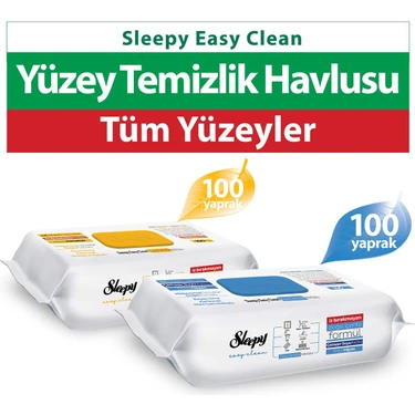 Sleepy Easy Clean Arap Sabunu + Çamaşır Suyu Katkılı Yüzey Temizlik Havlusu 100+100(200