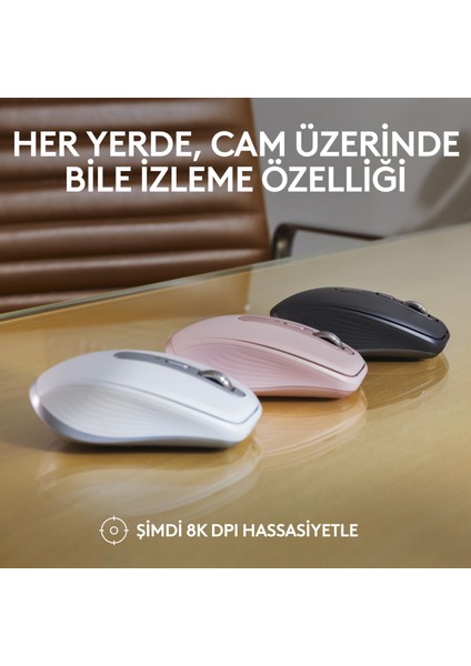 MX Anywhere 3S Kompakt 8000 DPI Optik Sensörlü Sessiz Bluetooth Kablosuz Mouse - Pembe