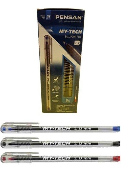 Tükenmez Kalem My Tech 1.0 mm Iğne Uç Mavi 2250 25'li Paket / Pensan fiyatları