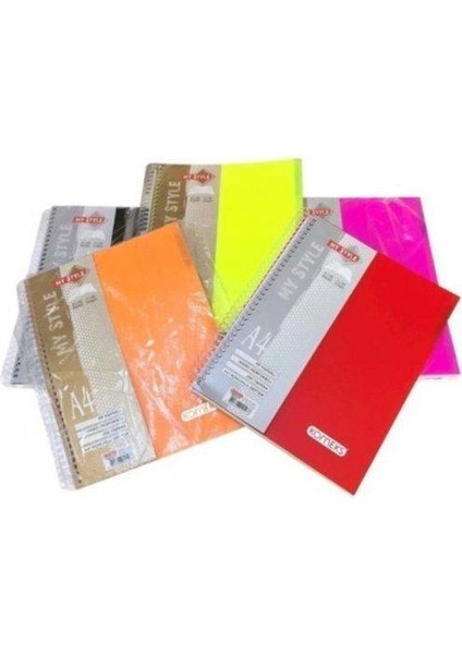 Spiralli Defter Plastik Kapak 4+3 Seperatörlü Kareli Çizgili 210 Yp Sa4 / Komeks
