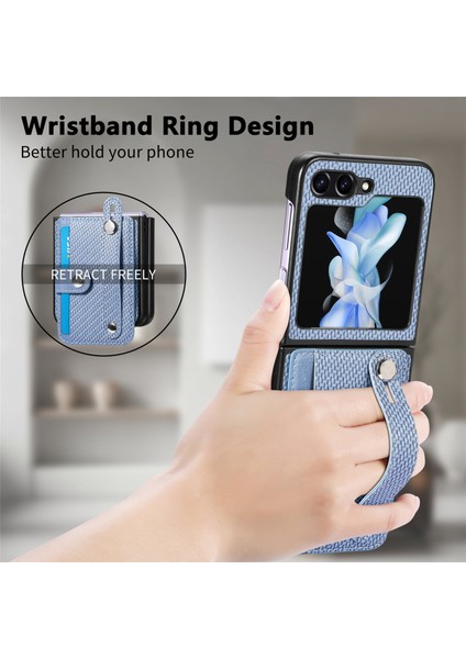 Samsung Galaxy Z Flip5 Mavi Için Bileklik Cüzdan Geri Telefon Kasası (Yurt Dışından) indirimleri