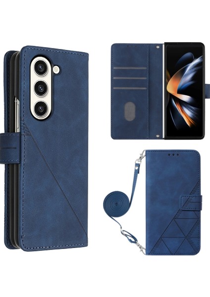 Samsung Galaxy Z Fold5 5g Mavi Için Pu Telefon Kasası (Yurt Dışından)