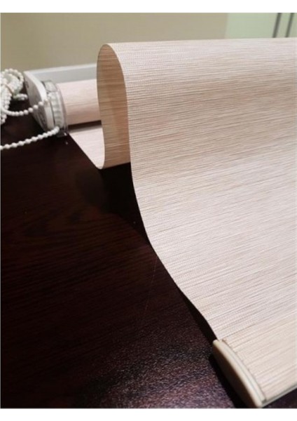 Lüks Bambu Keten Dokulu Alüminyum Kasalı Stor Perde Yüksek Kaliteli - Açık Kahve modelleri