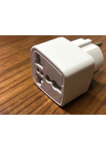 Topraklı Kare Tip Beyaz Renkli Amerikan ve Ingiliz Fiş Dönüştürücü Üniversal Priz Çevirici Adaptör