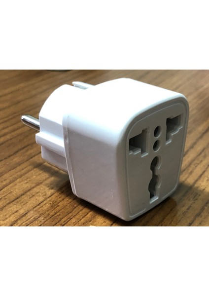 Topraklı Kare Tip Beyaz Renkli Amerikan ve Ingiliz Fiş Dönüştürücü Üniversal Priz Çevirici Adaptör