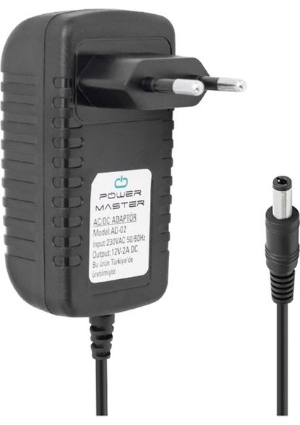 12 Volt - 2 Amper Plastik Siyah Kasa Priz Tipi Adaptör 5.5*2.5 Uç