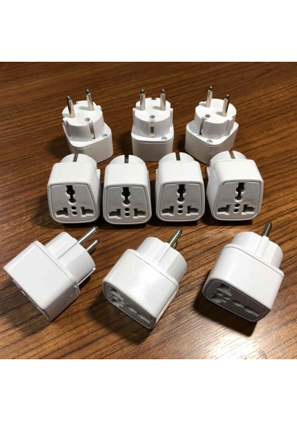 10 Adet Amerikan Tipi Priz Dönüştürücü Fiş Çevirici Adaptörü Aparatı Topraklı Model