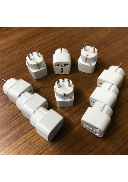 10 Adet Amerikan Tipi Priz Dönüştürücü Fiş Çevirici Adaptörü Aparatı Topraklı Model