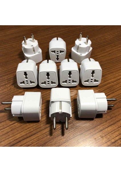 10 Adet Amerikan Tipi Priz Dönüştürücü Fiş Çevirici Adaptörü Aparatı Topraklı Model