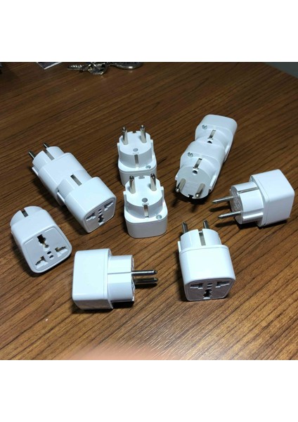 Topraklı Üniversal Dönüştürücü Elektrik Piriz Ucu Amerikan Ingiliz Fiş Dönüştürücü Başlık 10 Adet