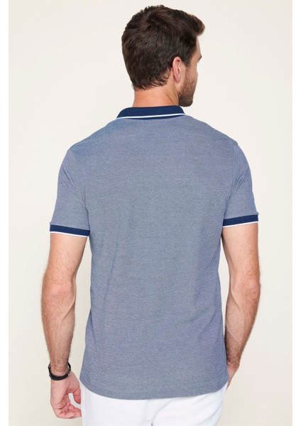 Erkek Slim Fit Fermuarlı Polo Yaka Pike Pamuklu Lacivert Tişört indirimleri