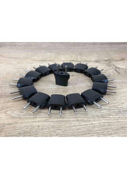 Amerika 2 Pinli Fişinden Türk Fişine Çevirici 15 Adet Siyah Türkiye Avrupa Uç Yerli Üretim