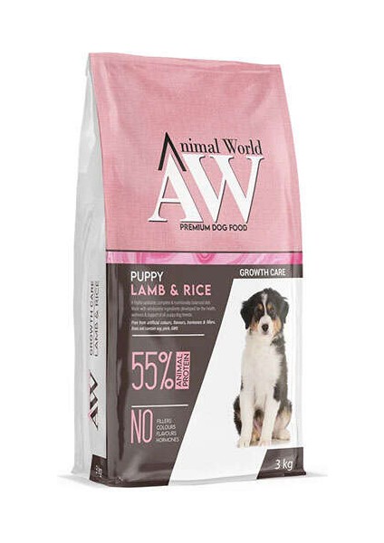 Animal World Yavru Köpek Maması Kuzu&pirinç 3 kg