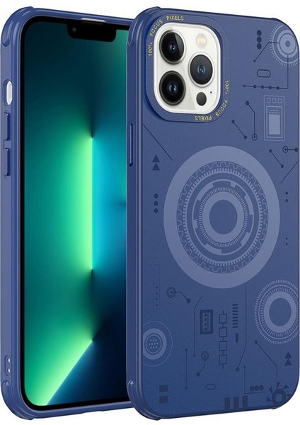 Apple iPhone 13 Pro Kılıf Wireless Şarj Özellikli Kenarları Antişok Desenli Hot Kapak