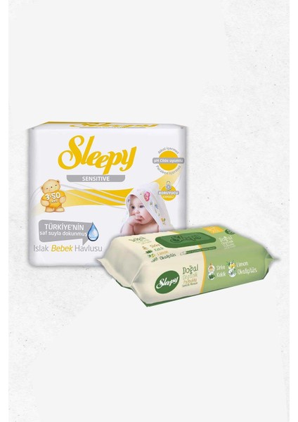 Doğal Organik Islak Mendil 50'li ve Sensitive Bebek Islak Mendil 3 x 50'li