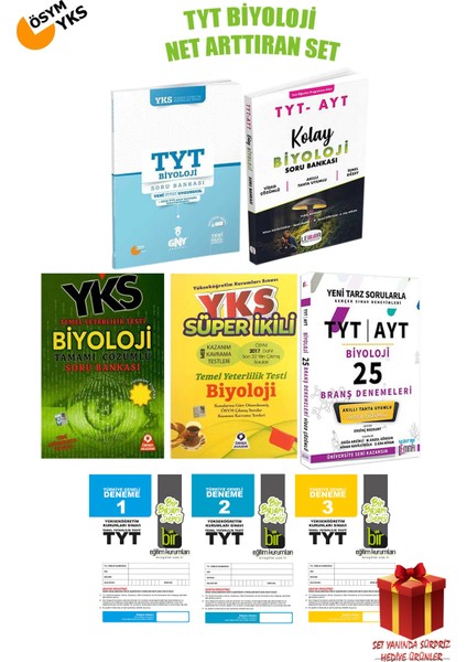 TYT Biyoloji Net Arttıran Set Soru Bankaları-Denemeler-Çıkmış Sorular